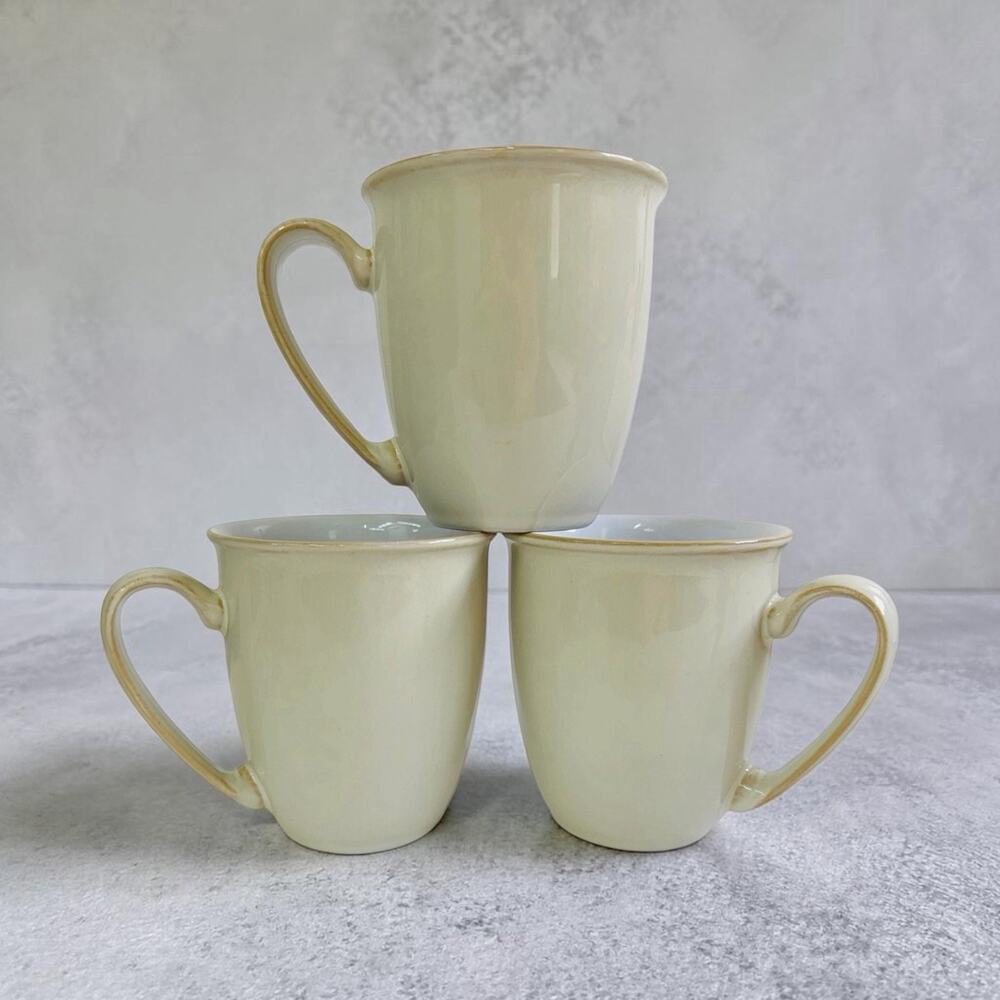 DENBY Stoneware Beaker Set Of 3 ENGLISH MUGs Linen 4”x3.5” 0707F NEW